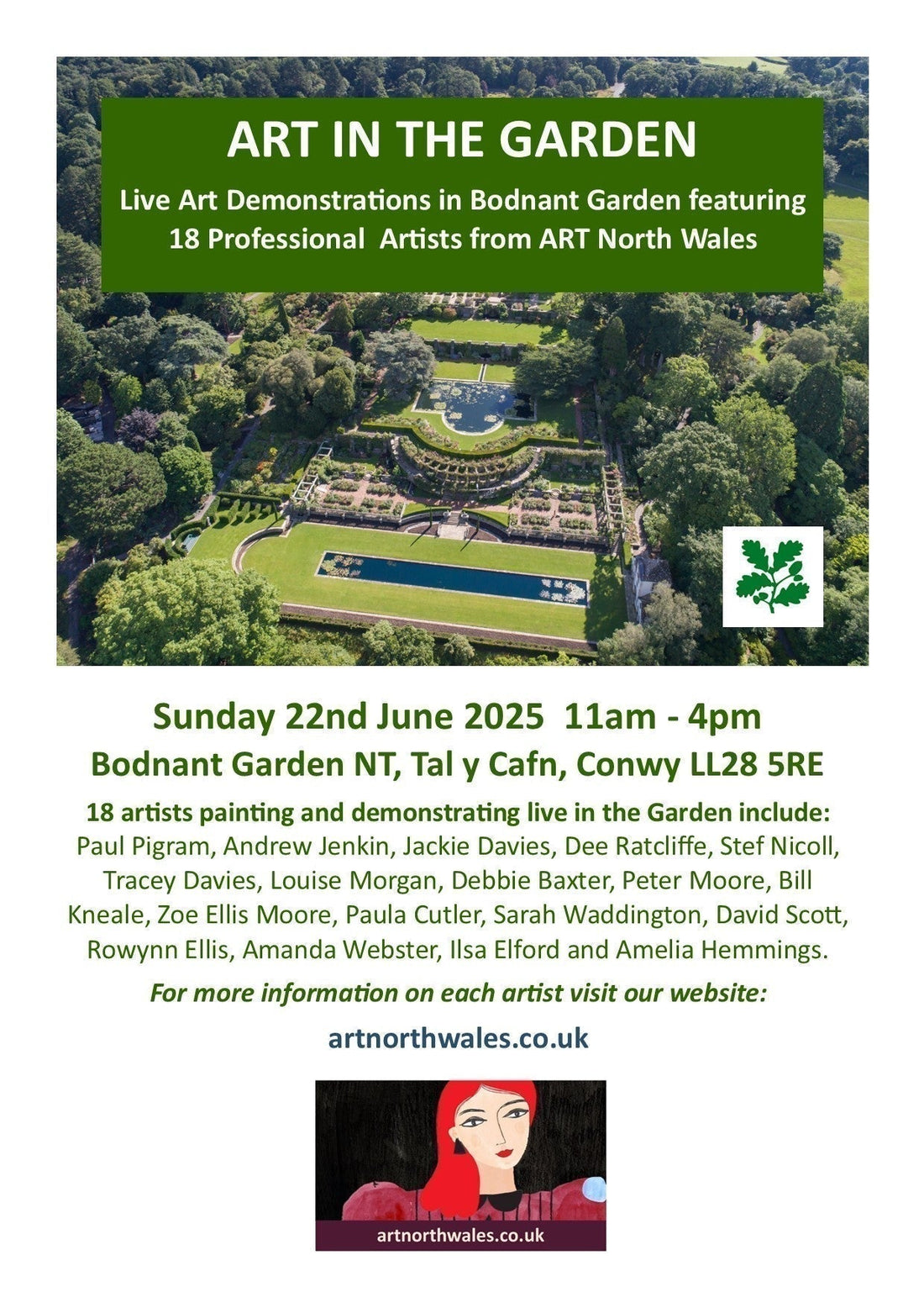 I will be Live 'En Plein Air' printmaking at the National Trust's Bodnant Garden, Conwy on Sunday 22nd June 2025